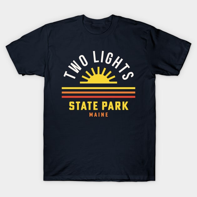 Two Lights State Park Maine Souvenir Lighthouse T-Shirt by PodDesignShop